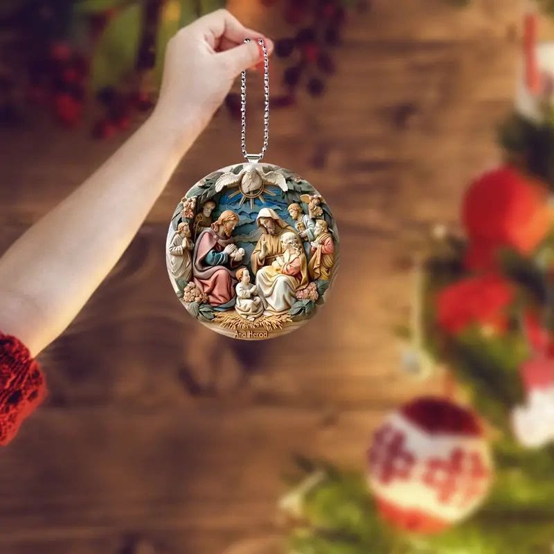 Christianartworkshop Classic Colored Style Nativity Scene Acrylic Christmas Nativity Hanging Ornaments - Nativity Scene - image 1