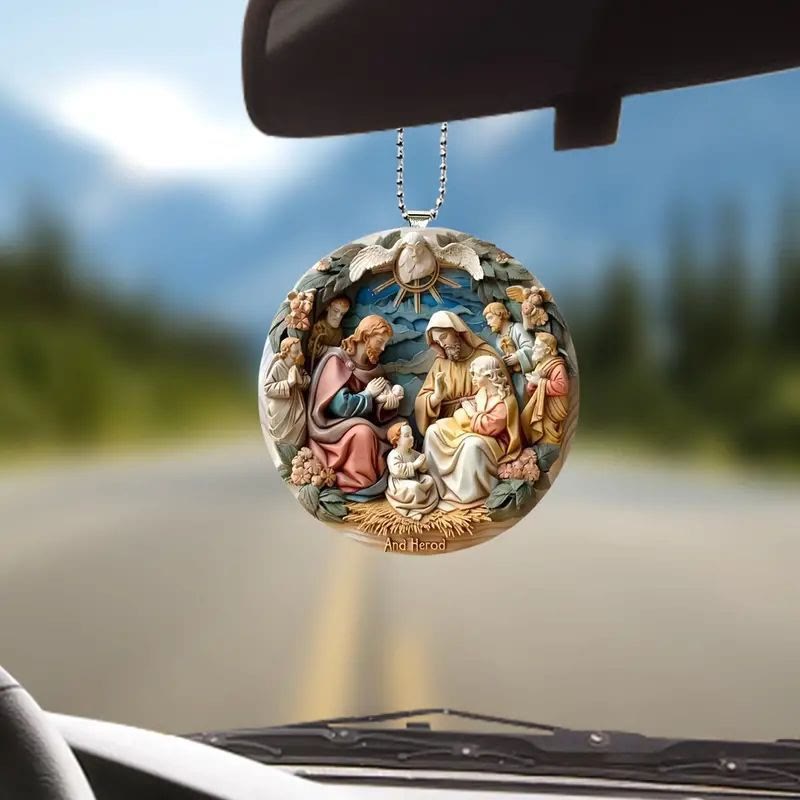 Christianartworkshop Classic Colored Style Nativity Scene Acrylic Christmas Nativity Hanging Ornaments - image 2
