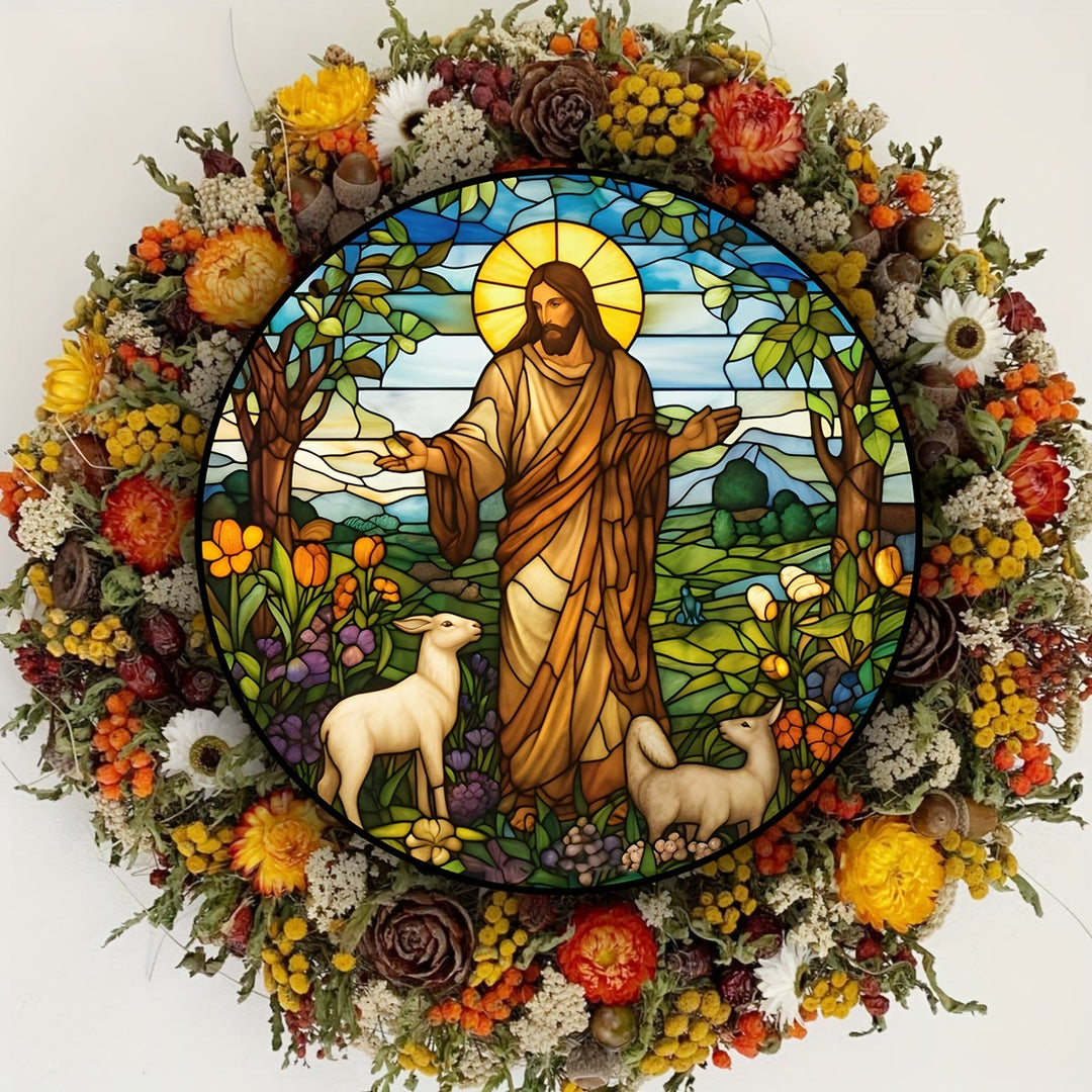 Christianartworkshop Stained Glass Colored Style Jesus The Good Shepherd Christmas Hanging Ornaments - Jesus the Good Shepherd - image 0
