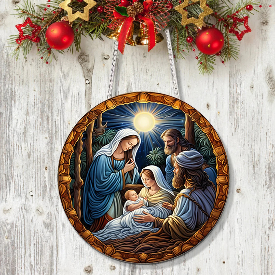 Christianartworkshop Classic Colored Style Nativity Scene Shining Star Christmas Nativity Hanging Ornaments - Nativity Scene - image 1