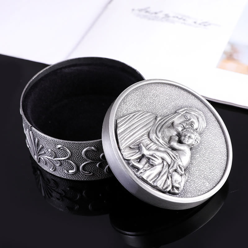 Christianartworkshop Classic Retro Style Crafted Madonna and Child Zinc Alloy Storage Box - image 3