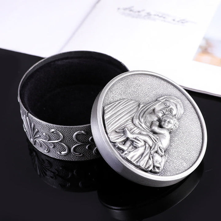 Christianartworkshop Classic Retro Style Crafted Madonna and Child Zinc Alloy Storage Box - image 3