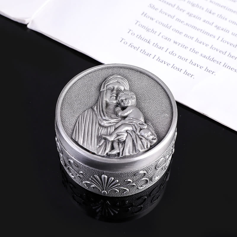 Christianartworkshop Classic Retro Style Crafted Madonna and Child Zinc Alloy Storage Box - Madonna and Child - image 1
