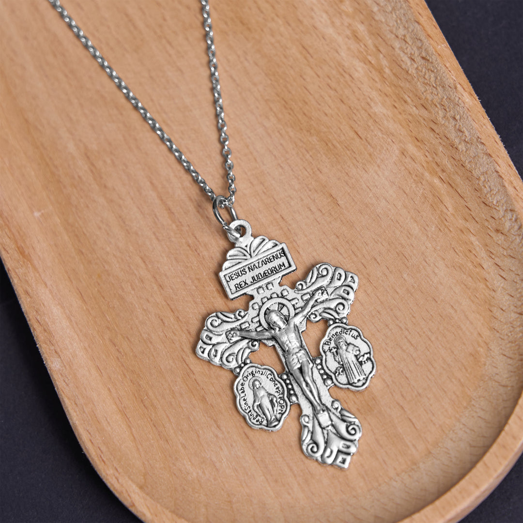 Christianartworkshop Classic Style 3 Colors Pardon Crucifix Double Sided Engraved Pendant Necklace - image 9