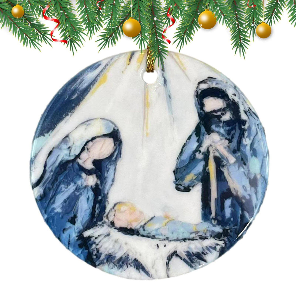 Christianartworkshop Colored Style Nativity Scene Sketch Acrylic Christmas Nativity Hanging Ornaments - image 2