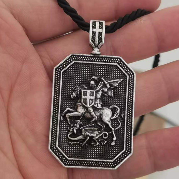 Christianartworkshop Classic Style Saint George and the Dragon Pendant Protection Prayer Necklace - image 12