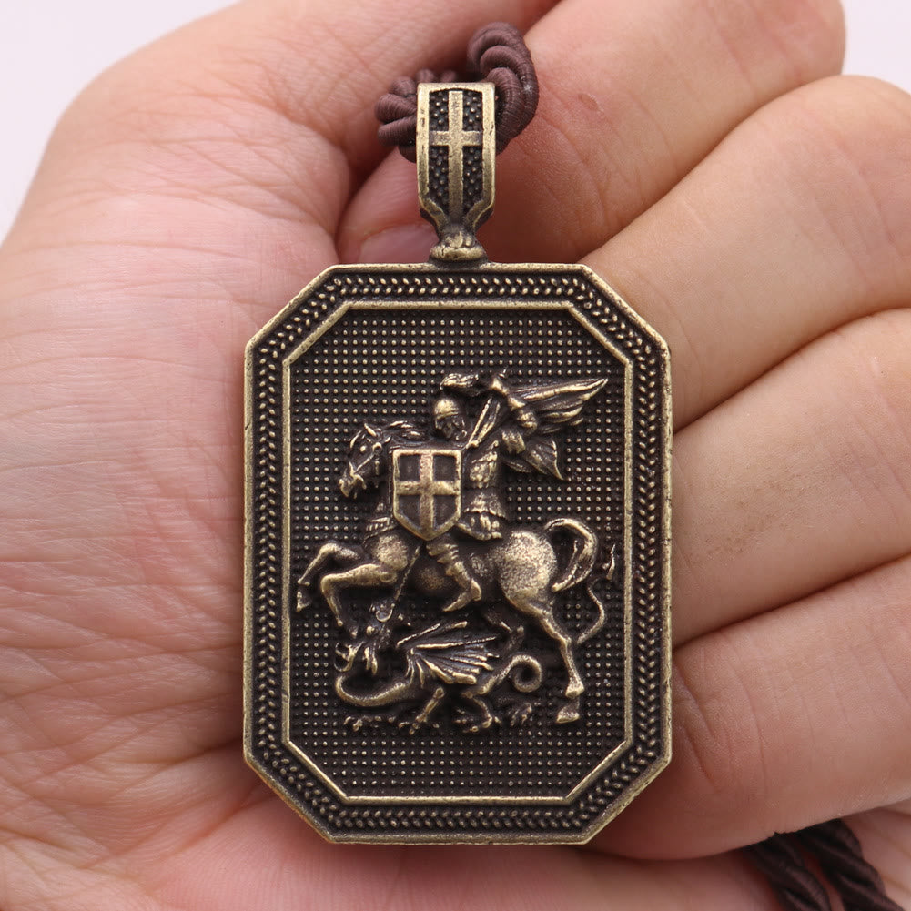 Christianartworkshop Classic Style Saint George and the Dragon Pendant Protection Prayer Necklace - image 11