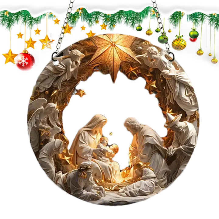 Christianartworkshop Classic Realistic Style Nativity Scene Shining Star Topper Christmas Nativity Hanging Ornaments - image 5