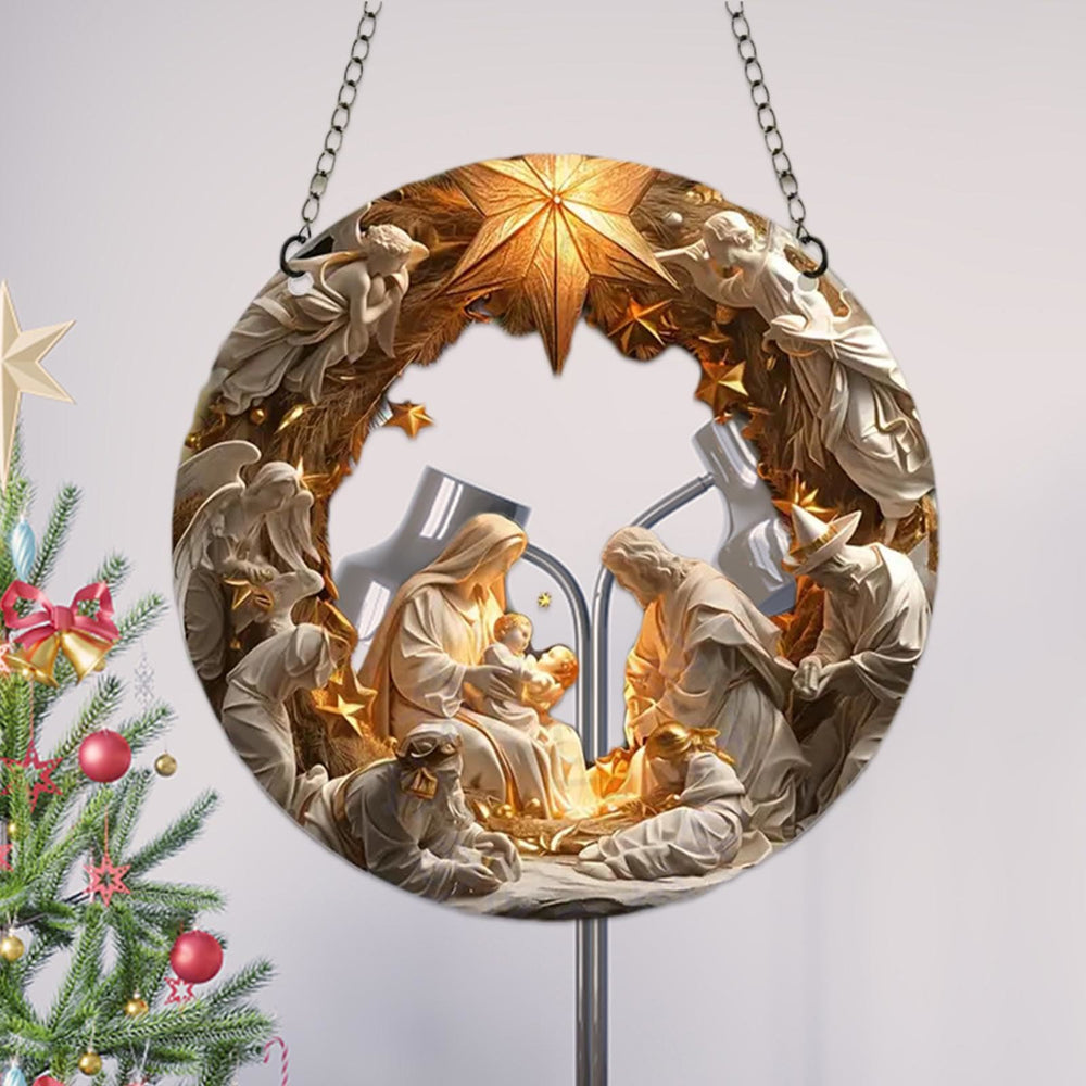 Christianartworkshop Classic Realistic Style Nativity Scene Shining Star Topper Christmas Nativity Hanging Ornaments - image 2
