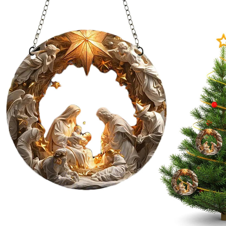 Christianartworkshop Classic Realistic Style Nativity Scene Shining Star Topper Christmas Nativity Hanging Ornaments - image 7