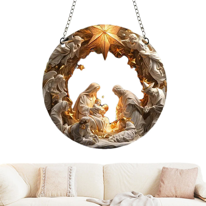 Christianartworkshop Classic Realistic Style Nativity Scene Shining Star Topper Christmas Nativity Hanging Ornaments - image 6