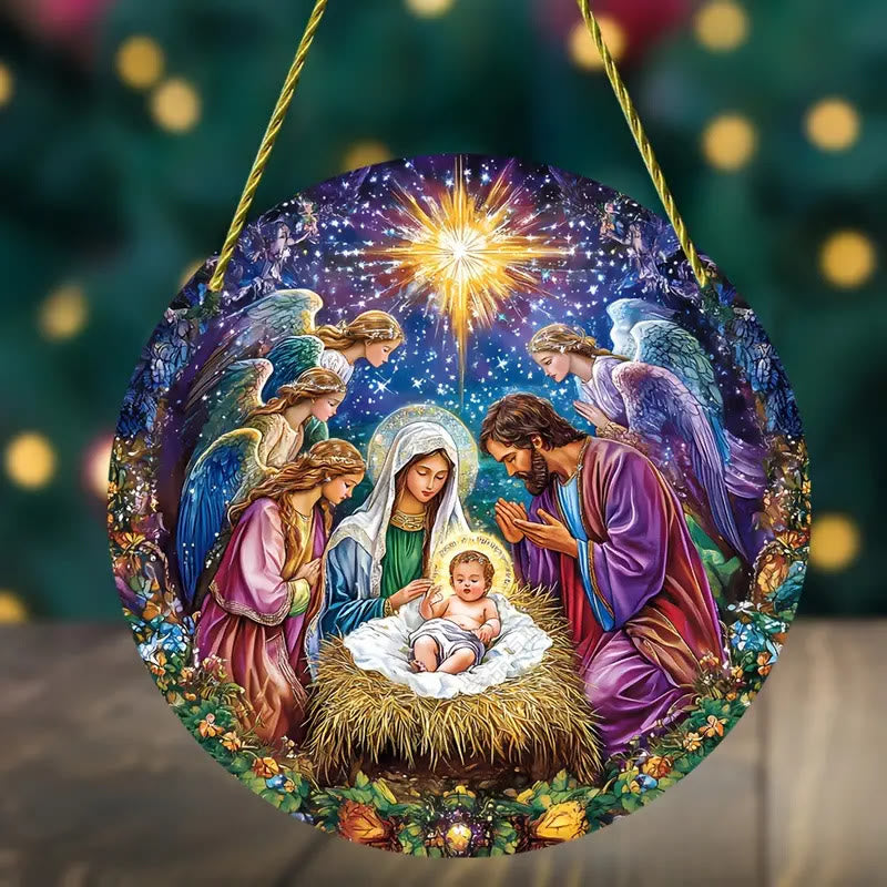 Christianartworkshop Classic Colored Style Nativity Scene Angels Christmas Nativity Hanging Ornaments - Nativity Scene - image 1