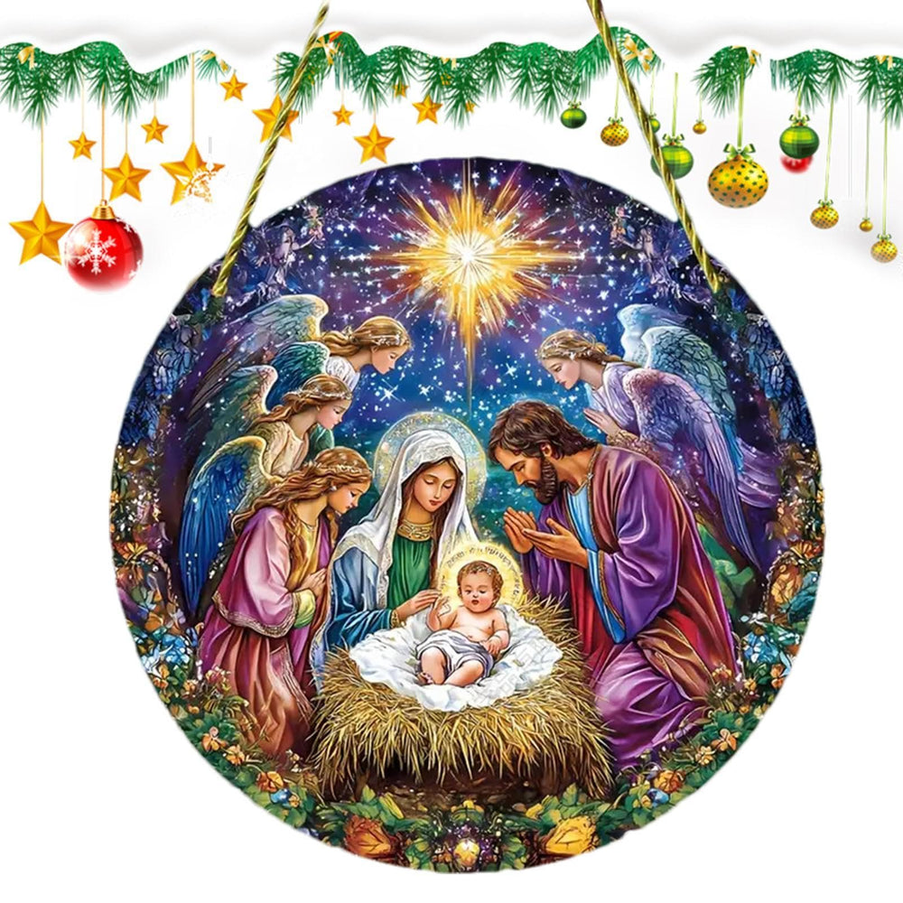 Christianartworkshop Classic Colored Style Nativity Scene Angels Christmas Nativity Hanging Ornaments - image 2