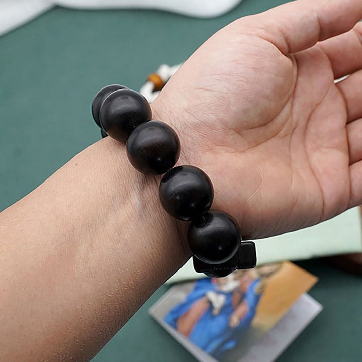 Christianartworkshop Classic Jesus Christ Cross Black Sandalwood Rosary Bracelet - image 5