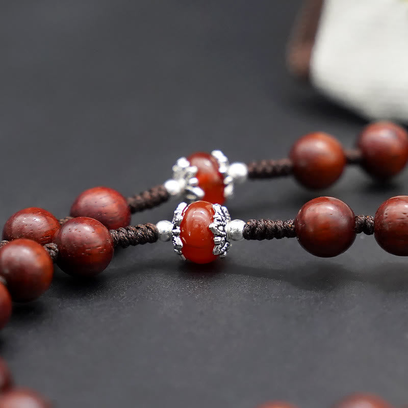 Christianartworkshop Jesus Cross of 8 mm Round Brown/Black Sandalwood Nylon Cord Rosary - image 5