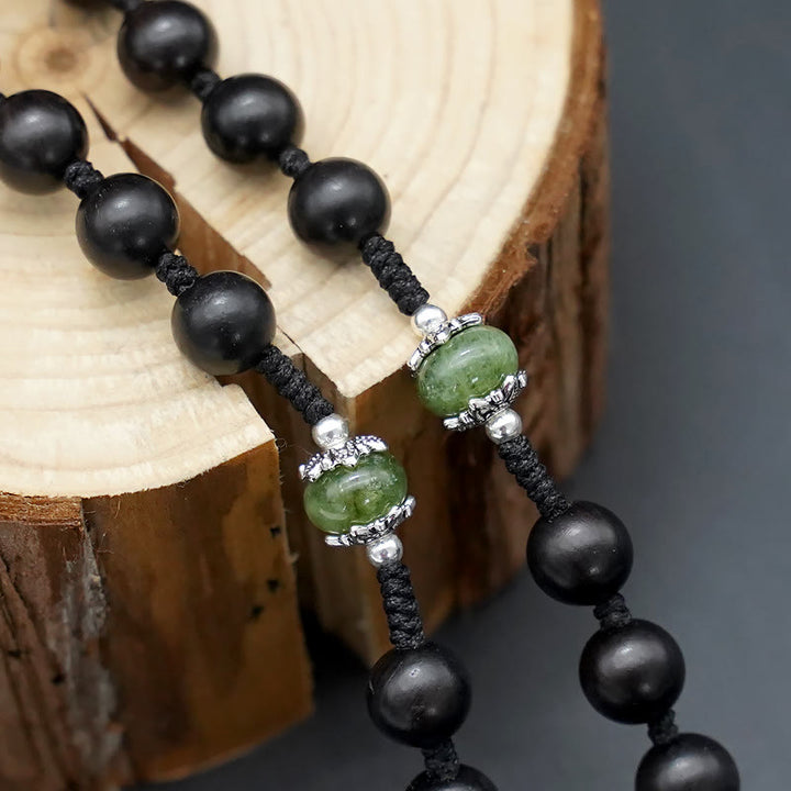 Christianartworkshop Jesus Cross of 8 mm Round Brown/Black Sandalwood Nylon Cord Rosary - image 11
