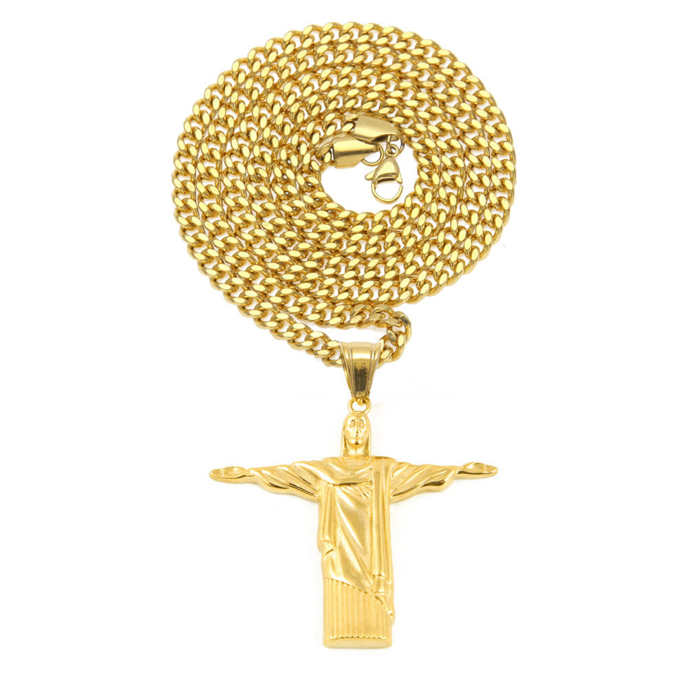 Christianartworkshop Classic Style Majestic Golden Finish Christ the Redeemer Pendant Necklace - image 3