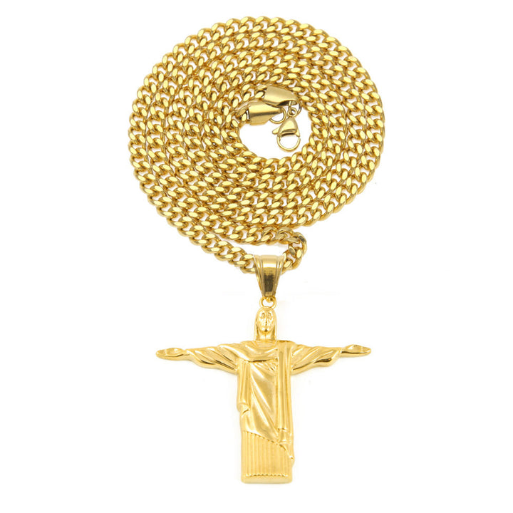 Christianartworkshop Classic Style Majestic Golden Finish Christ the Redeemer Pendant Necklace - image 3