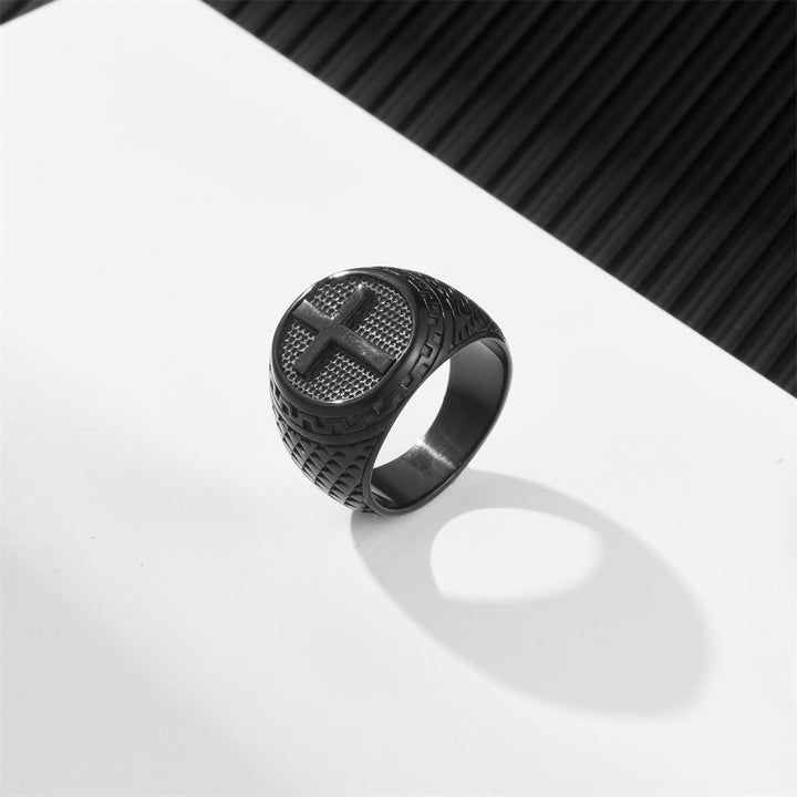 Christianartworkshop Crafted Classic Style Cross Sacred Protection Stainless Steel Ring - image 5