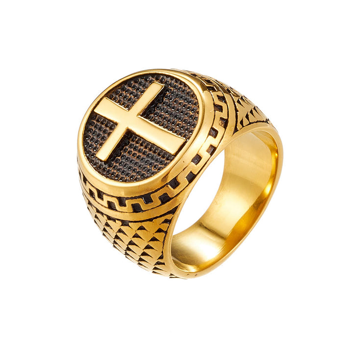 Christianartworkshop Crafted Classic Style Cross Sacred Protection Stainless Steel Ring - Retro - US12 - image 6