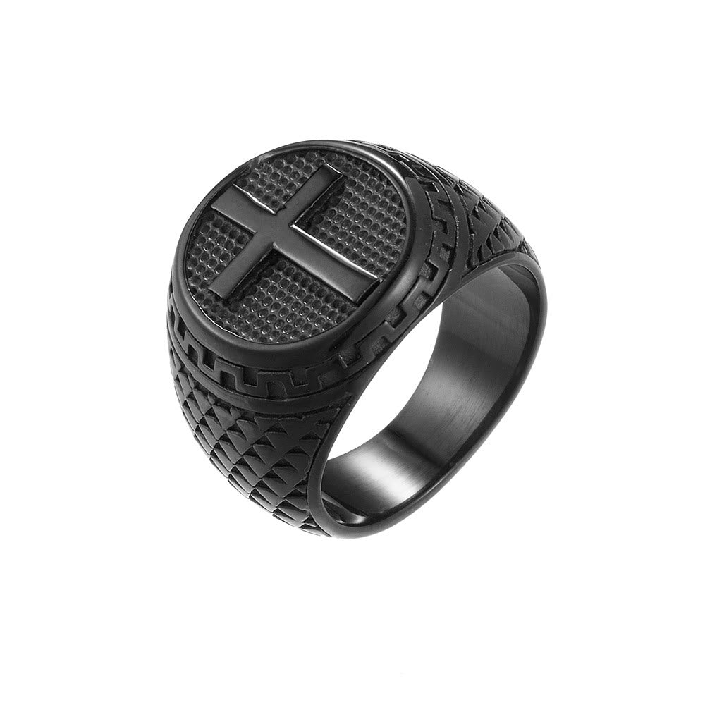 Christianartworkshop Crafted Classic Style Cross Sacred Protection Stainless Steel Ring - Black - US12 - image 4