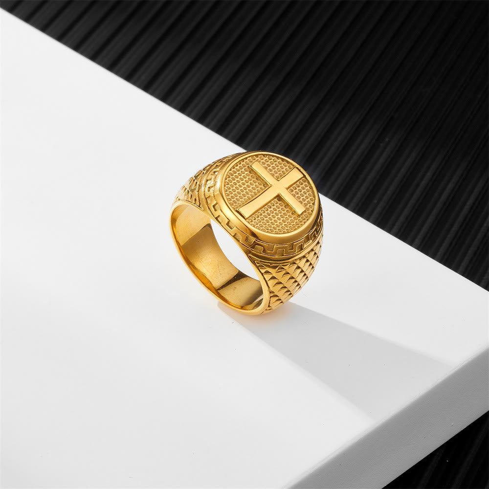 Christianartworkshop Crafted Classic Style Cross Sacred Protection Stainless Steel Ring - image 2