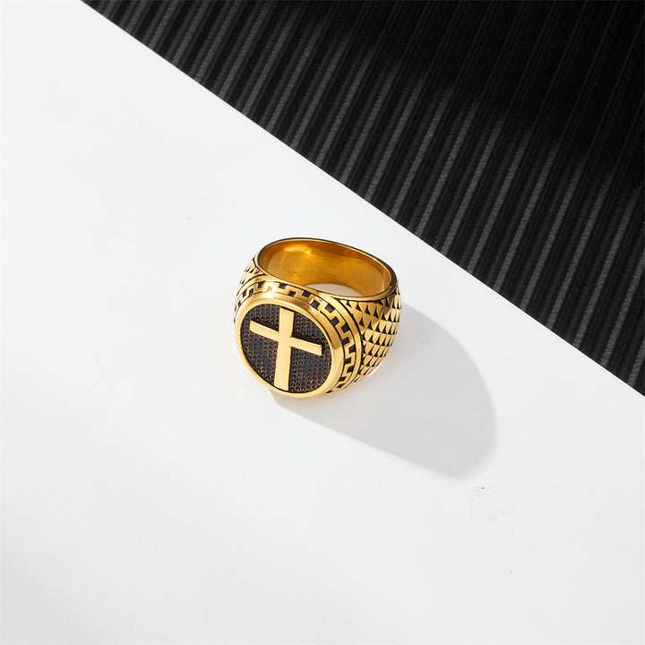Christianartworkshop Crafted Classic Style Cross Sacred Protection Stainless Steel Ring - image 6