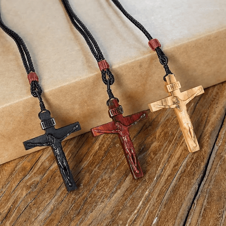 Christianartworkshop Jesus Crucifix Wooden Necklace - image 1