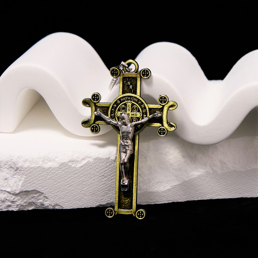 Christianartworkshop Classic Style St. Benedict Cross Pendant Exquisite Protective Amulet Necklace - Bronze - image 1