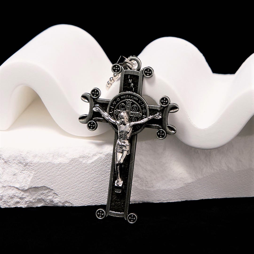 Christianartworkshop Classic Style St. Benedict Cross Pendant Exquisite Protective Amulet Necklace - Silver - image 3