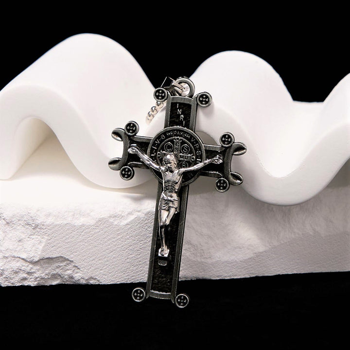 Christianartworkshop Classic Style St. Benedict Cross Pendant Exquisite Protective Amulet Necklace - Silver - image 3