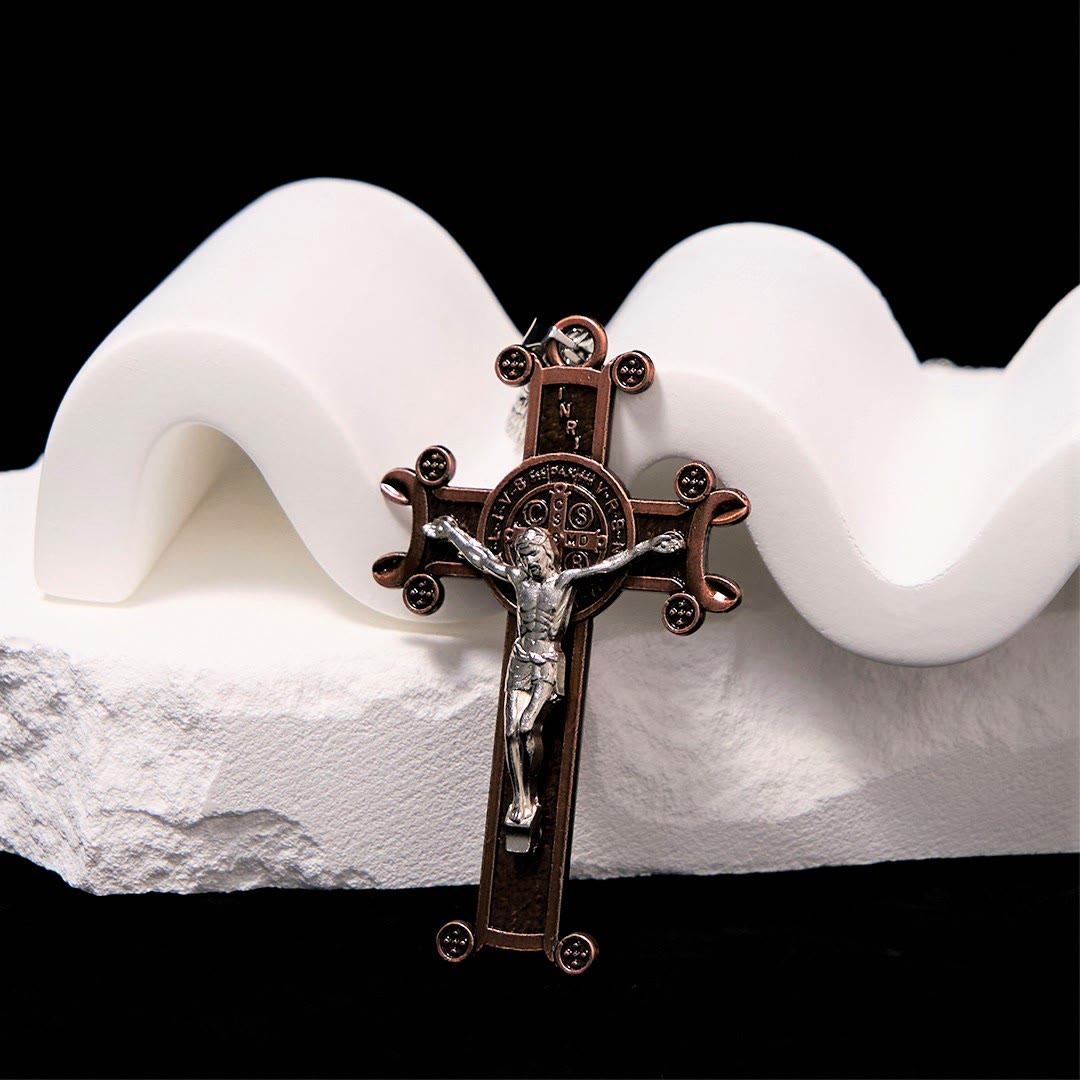 Christianartworkshop Classic Style St. Benedict Cross Pendant Exquisite Protective Amulet Necklace - Copper - image 2