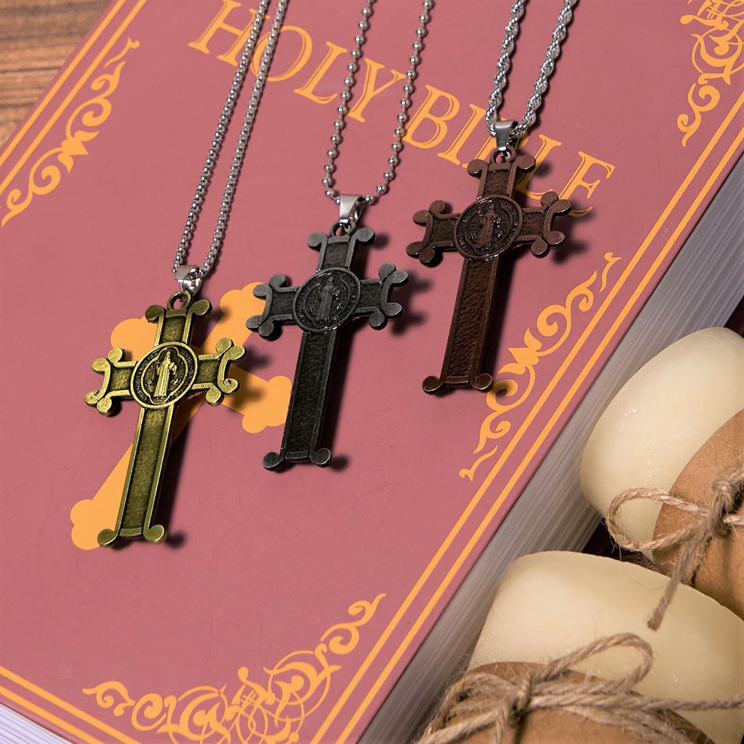 Christianartworkshop Classic Style St. Benedict Cross Pendant Exquisite Protective Amulet Necklace - image 7