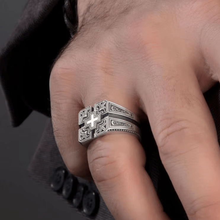 Christianartworkshop Bold & Detailed Style Intricate Gothic Cross Ring Religious Jewelry - image 5