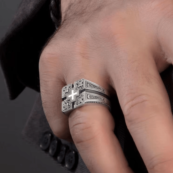 Christianartworkshop Bold & Detailed Style Intricate Gothic Cross Ring Religious Jewelry - image 4
