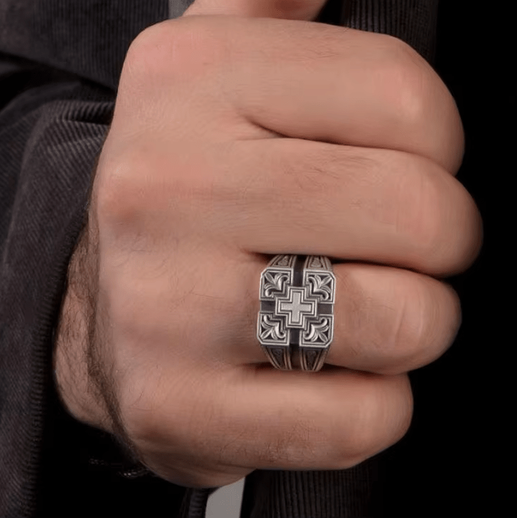Christianartworkshop Bold & Detailed Style Intricate Gothic Cross Ring Religious Jewelry - image 4