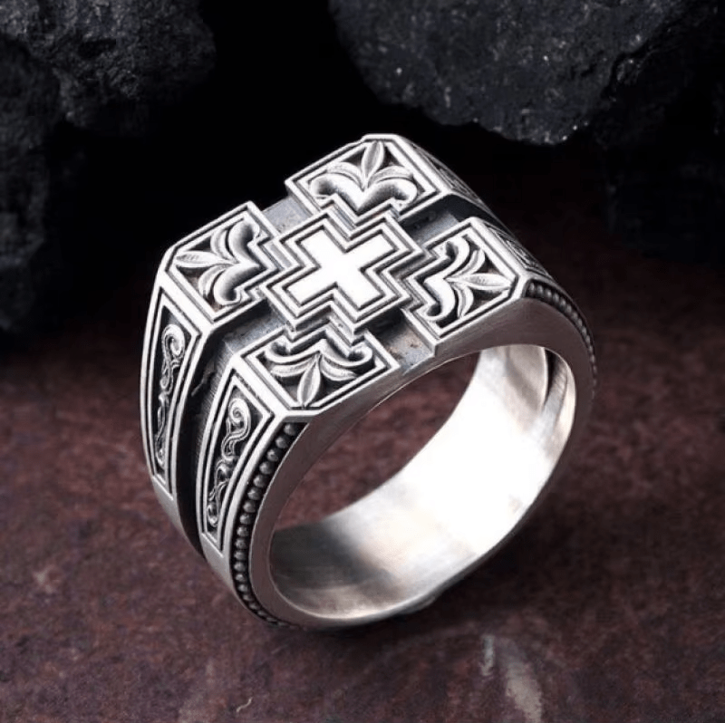Christianartworkshop Bold & Detailed Style Intricate Gothic Cross Ring Religious Jewelry - Adjustable - image 1