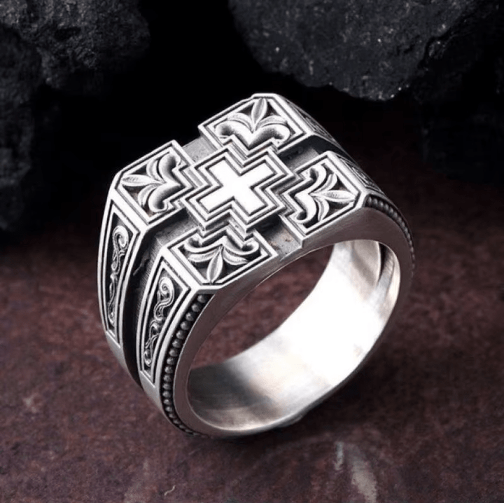 Christianartworkshop Bold & Detailed Style Intricate Gothic Cross Ring Religious Jewelry - Adjustable - image 1