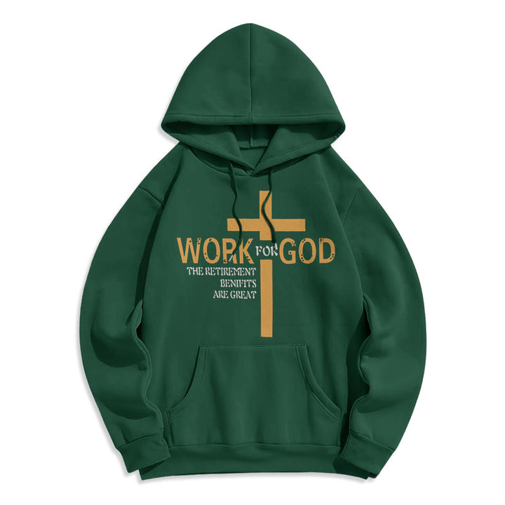 Christianartworkshop Classic Style Cross Work For God Fleece Lined Polyester Hoodie - Green - 2XL - image 20