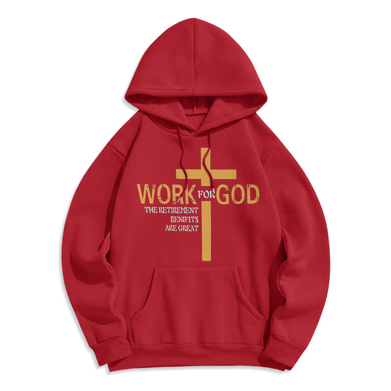 Christianartworkshop Classic Style Cross Work For God Fleece Lined Polyester Hoodie - Red - 2XL - image 35