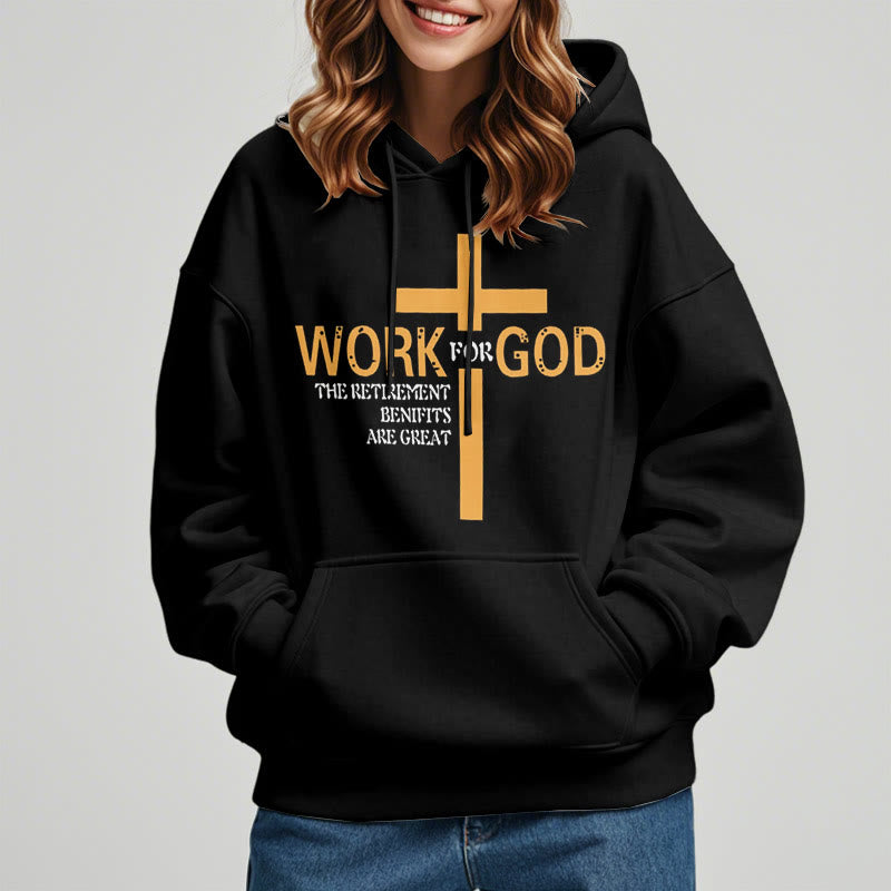 Christianartworkshop Classic Style Cross Work For God Fleece Lined Polyester Hoodie - image 2
