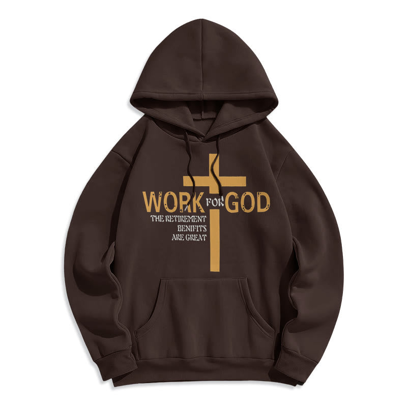 Christianartworkshop Classic Style Cross Work For God Fleece Lined Polyester Hoodie - Brown - 2XL - image 15