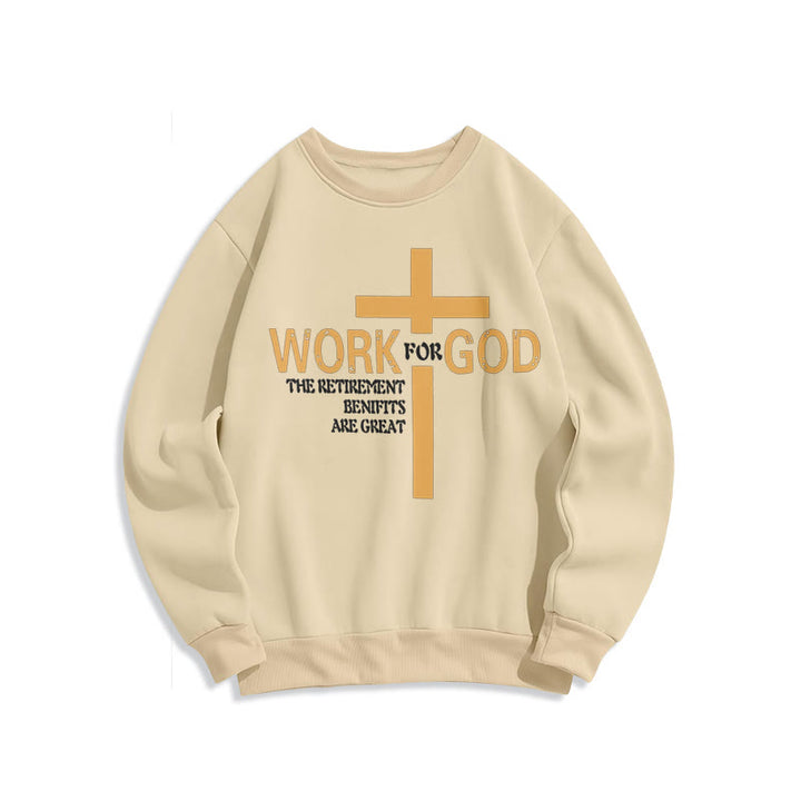 Christianartworkshop Classic Style Cross Work For God Fleece Lined Polyester Sweatshirt - Beige - 2XL - image 11