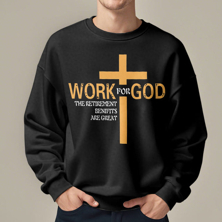 Christianartworkshop Classic Style Cross Work For God Fleece Lined Polyester Sweatshirt - image 9