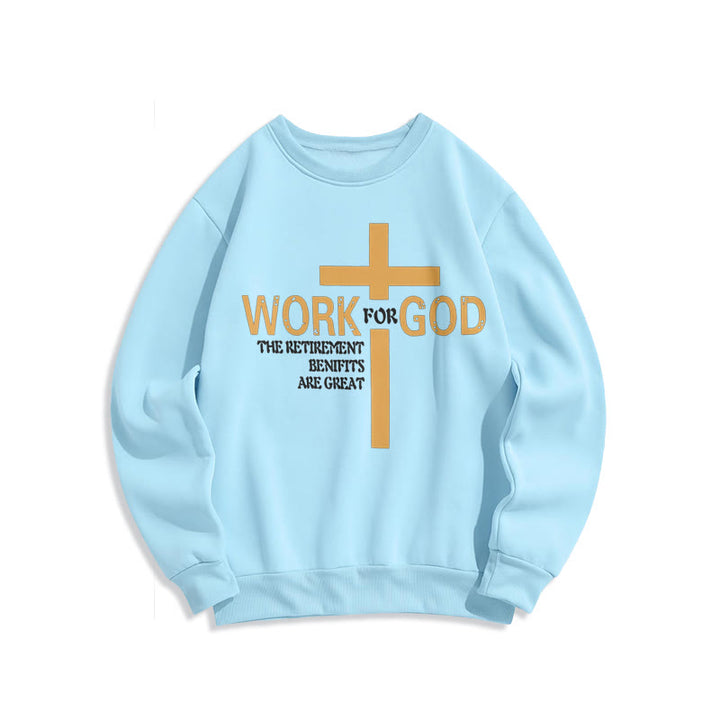 Christianartworkshop Classic Style Cross Work For God Fleece Lined Polyester Sweatshirt - Blue - 2XL - image 26