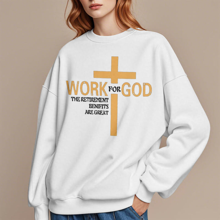 Christianartworkshop Classic Style Cross Work For God Fleece Lined Polyester Sweatshirt - image 3