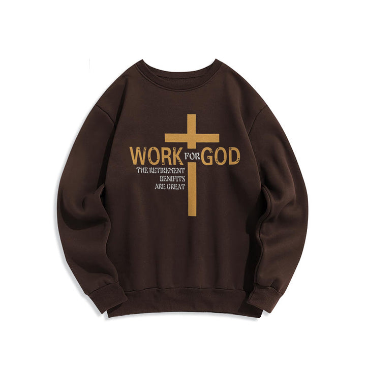 Christianartworkshop Classic Style Cross Work For God Fleece Lined Polyester Sweatshirt - Brown - 2XL - image 16
