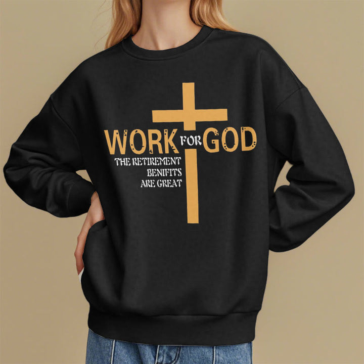 Christianartworkshop Classic Style Cross Work For God Fleece Lined Polyester Sweatshirt - image 8
