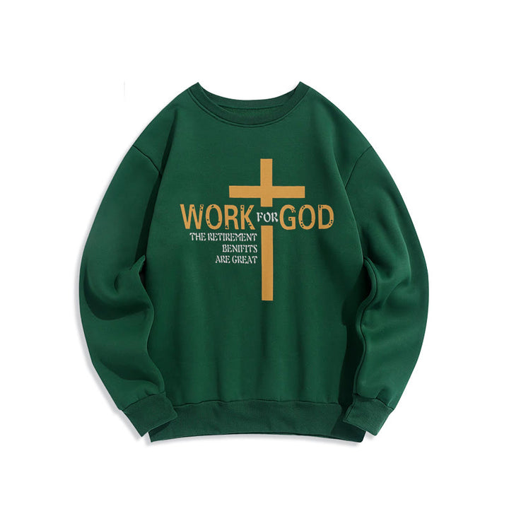 Christianartworkshop Classic Style Cross Work For God Fleece Lined Polyester Sweatshirt - Green - 2XL - image 21
