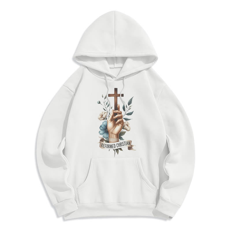 Christianartworkshop Classic Colored Style Reformed Christian Faith Fleece Lined Polyester Hoodie - White - 2XL - image 1